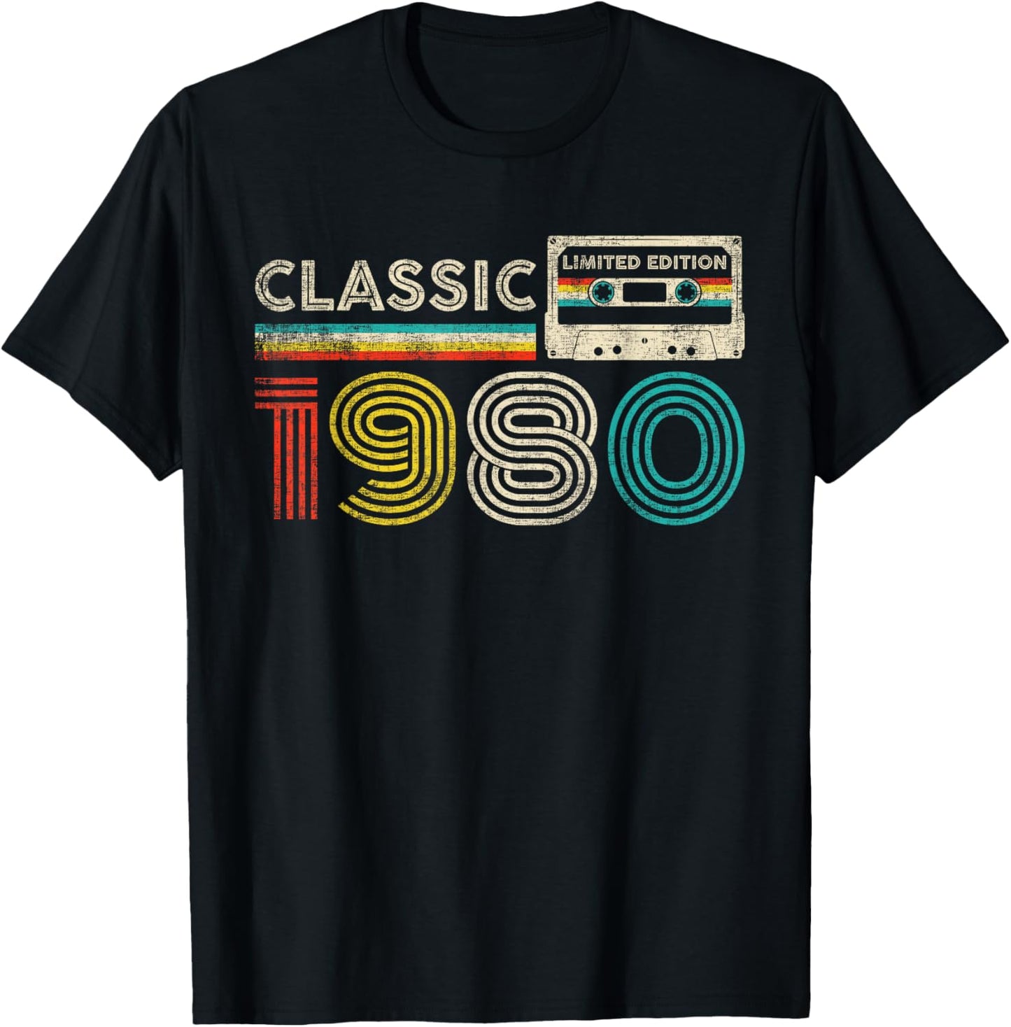Classic 1980 Retro Birthday Idea 1980 Cassette Tape Vintage T-Shirt - T-Shirt | Black