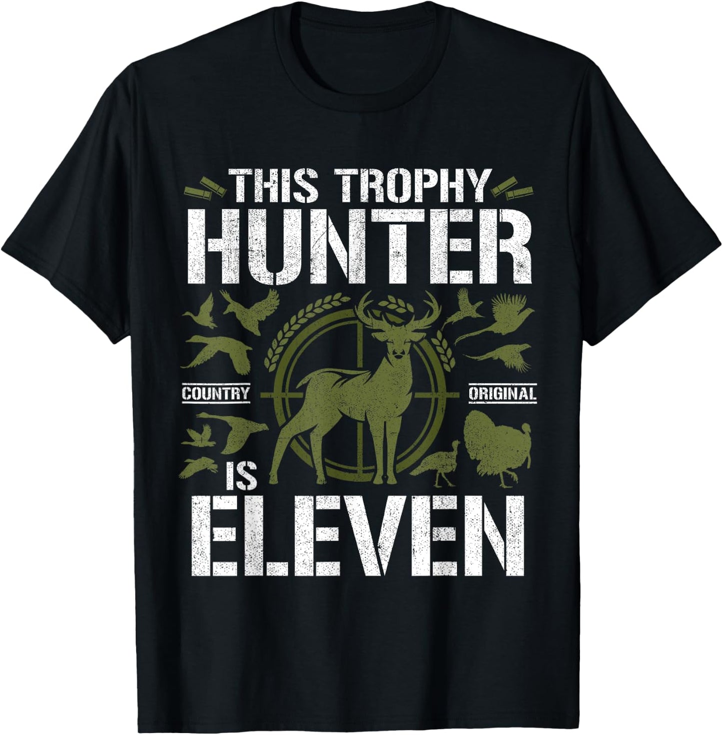 11 Year Old Hunting Birthday Party Deer Hunter 11th Gift T-Shirt - T-Shirt | Black