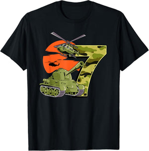 7th Birthday Army T-Shirt - T-Shirt | Black