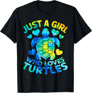 Turtle Tie Dye Just A Girl Who Loves Turtles T-Shirt - T-Shirt | Black