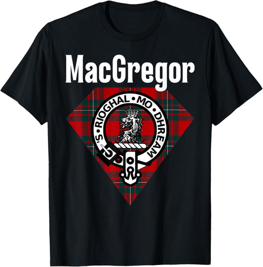 MacGregor Clan Scottish Name Coat Of Arms Tartan T-Shirt - T-Shirt | Black