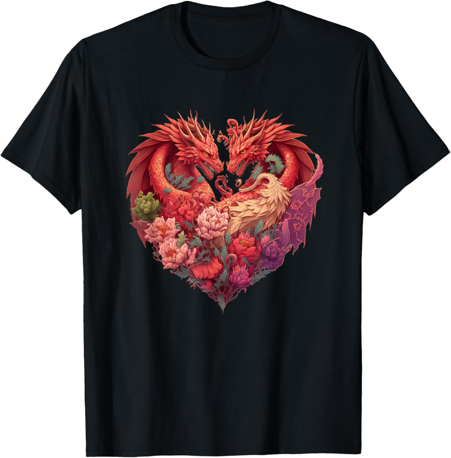 Valentine's Day Dragon Heart T-Shirt - T-Shirt | Black