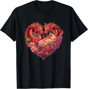 Valentine's Day Dragon Heart T-Shirt - T-Shirt | Black