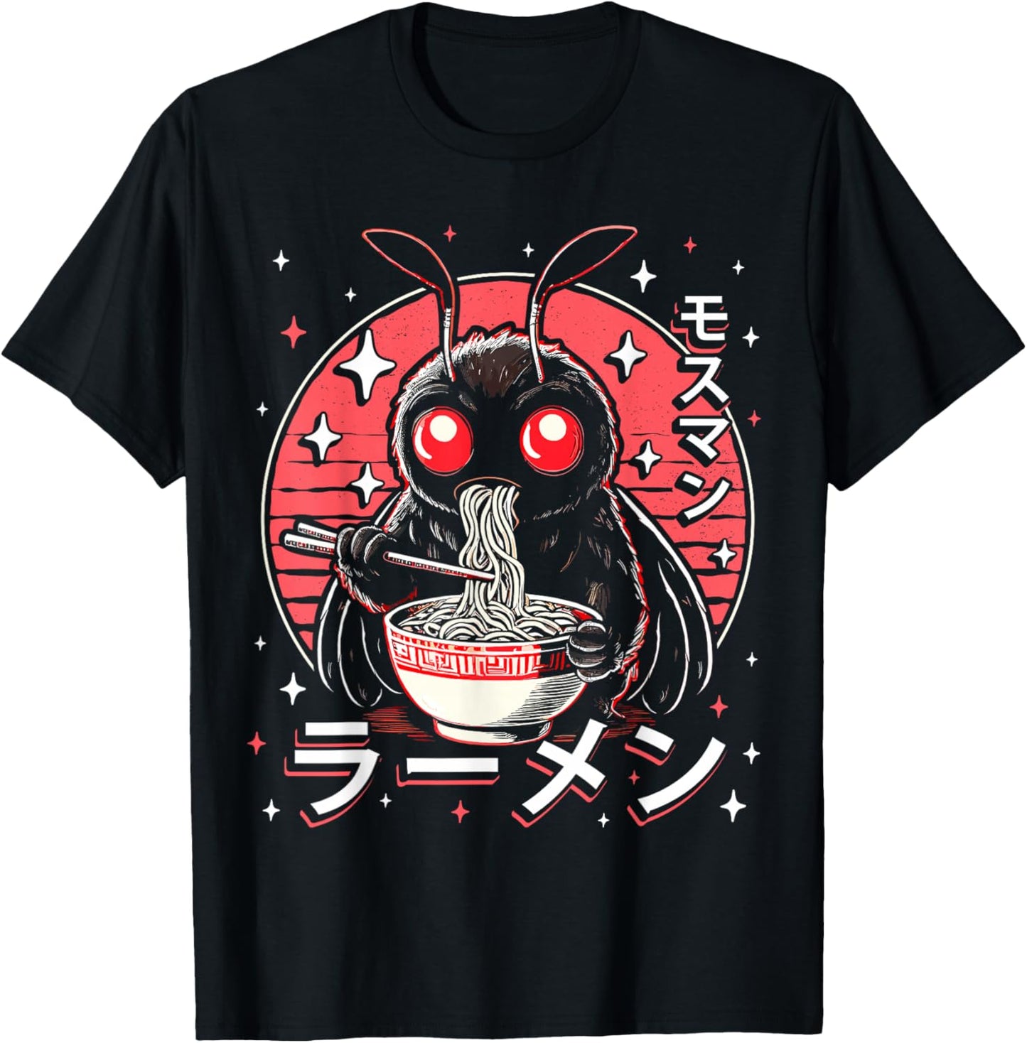 Kawaii Mothman Ramen Japanese Noodles Aesthetic Otaku Lover T-Shirt - T-Shirt | Black