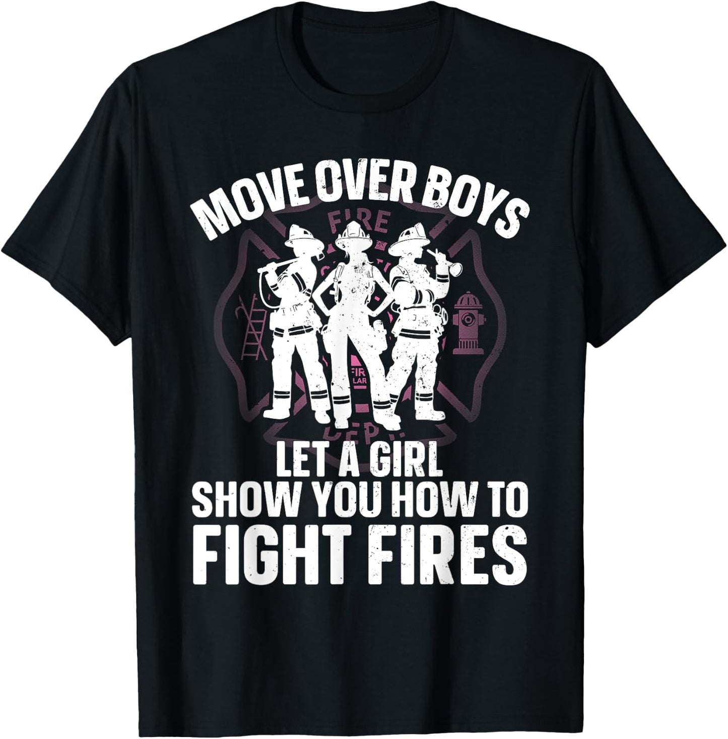 Firefighter Art Girls Firefighting Firefighter T-Shirt - T-Shirt | Black