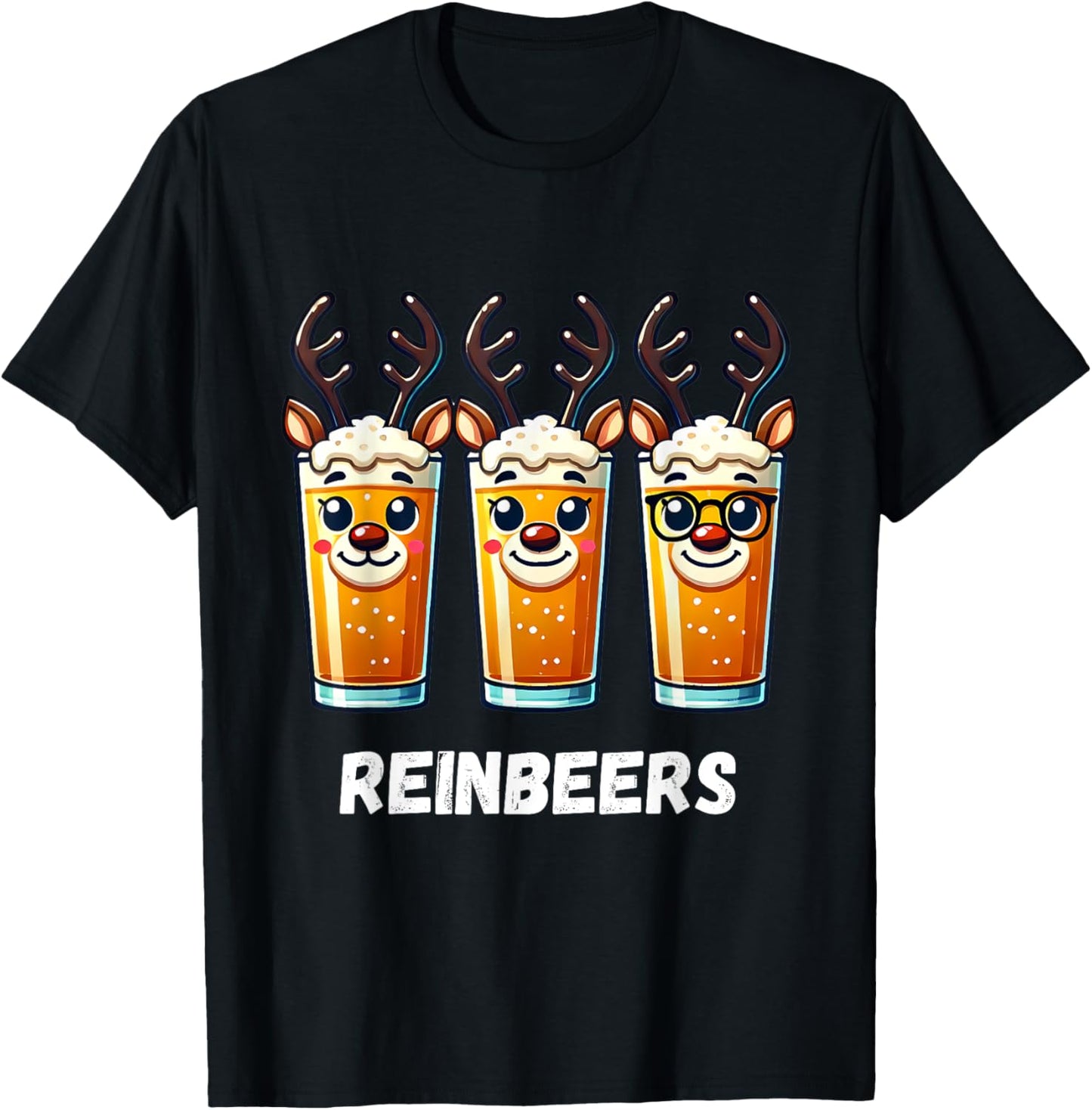 Reinbeers Funny Reindeer Beer Christmas Drinking T-Shirt - T-Shirt | Black