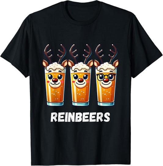 Reinbeers Funny Reindeer Beer Christmas Drinking T-Shirt - T-Shirt | Black