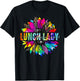 Lunch Lady Sunflower Leopard Tie Dye Back To School T-Shirt - T-Shirt | Black
