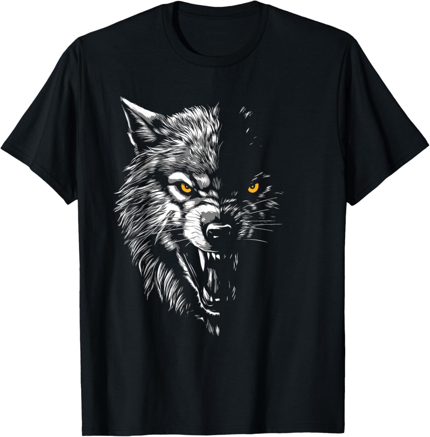 Wolf Face - Wildlife Animal Lover Hunter Camper Hiker T-Shirt - T-Shirt | Black