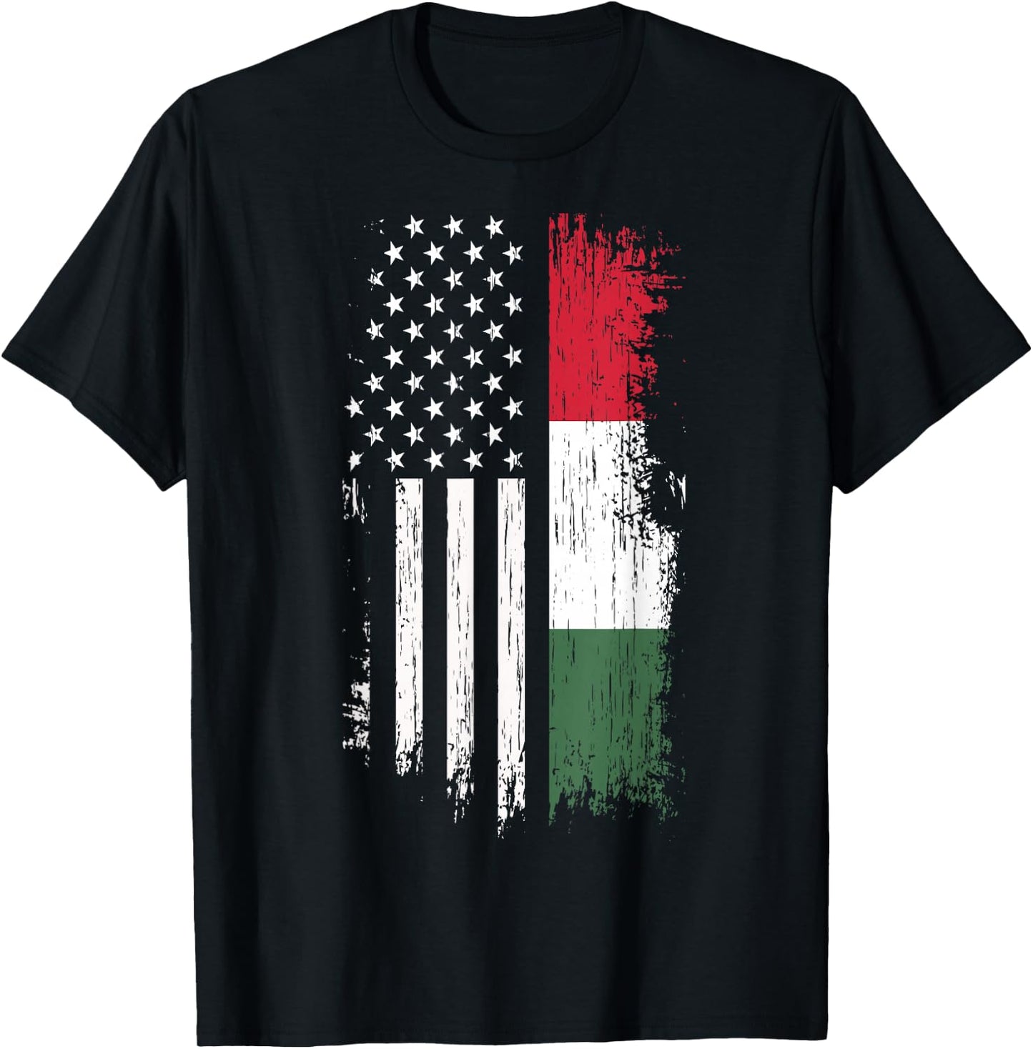Hungarian American Flag - Pride Hungary USA Shirt T-Shirt - T-Shirt | Black