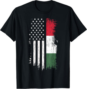 Hungarian American Flag - Pride Hungary USA Shirt T-Shirt - T-Shirt | Black