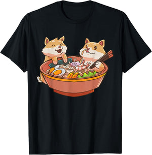 Shiba Inu Dog Ramen Bowl Anime Kawaii Japanese Gift T-Shirt - T-Shirt | Black