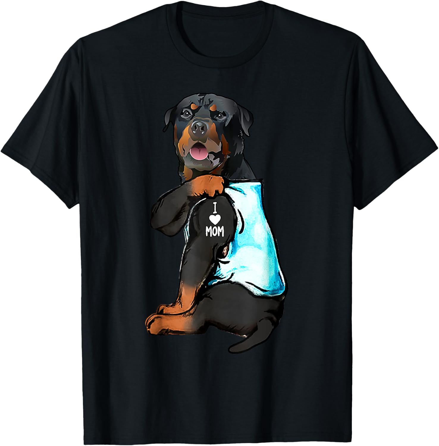 Rottweiler I Love Mom Tattoo T-Shirt - T-Shirt | Black