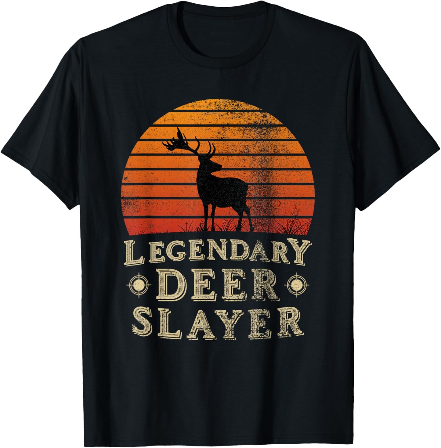 Legendary Deer Slayer Vintage Sunset Deer Hunter T-Shirt - T-Shirt | Black