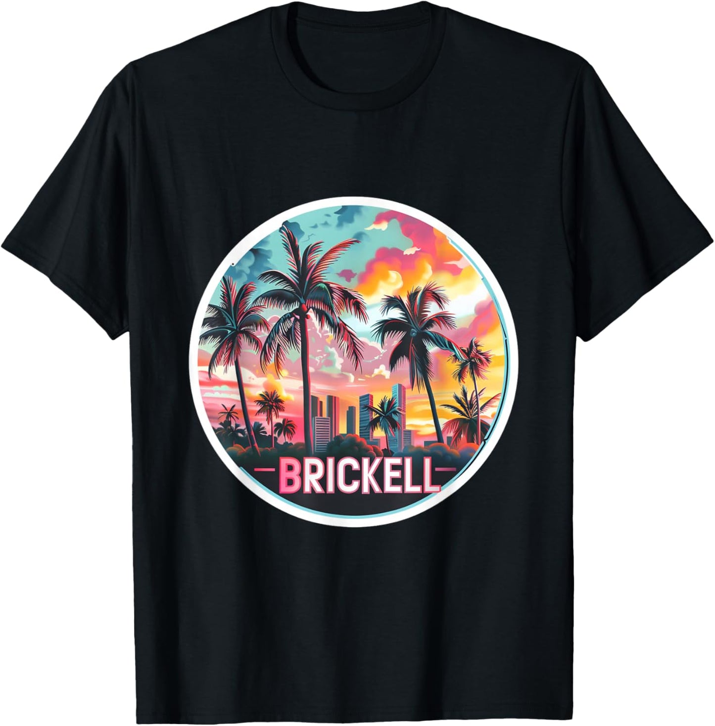 Brickell Miami Florida Squad Vacation Trip Vacay Travel Art T-Shirt - T-Shirt | Black