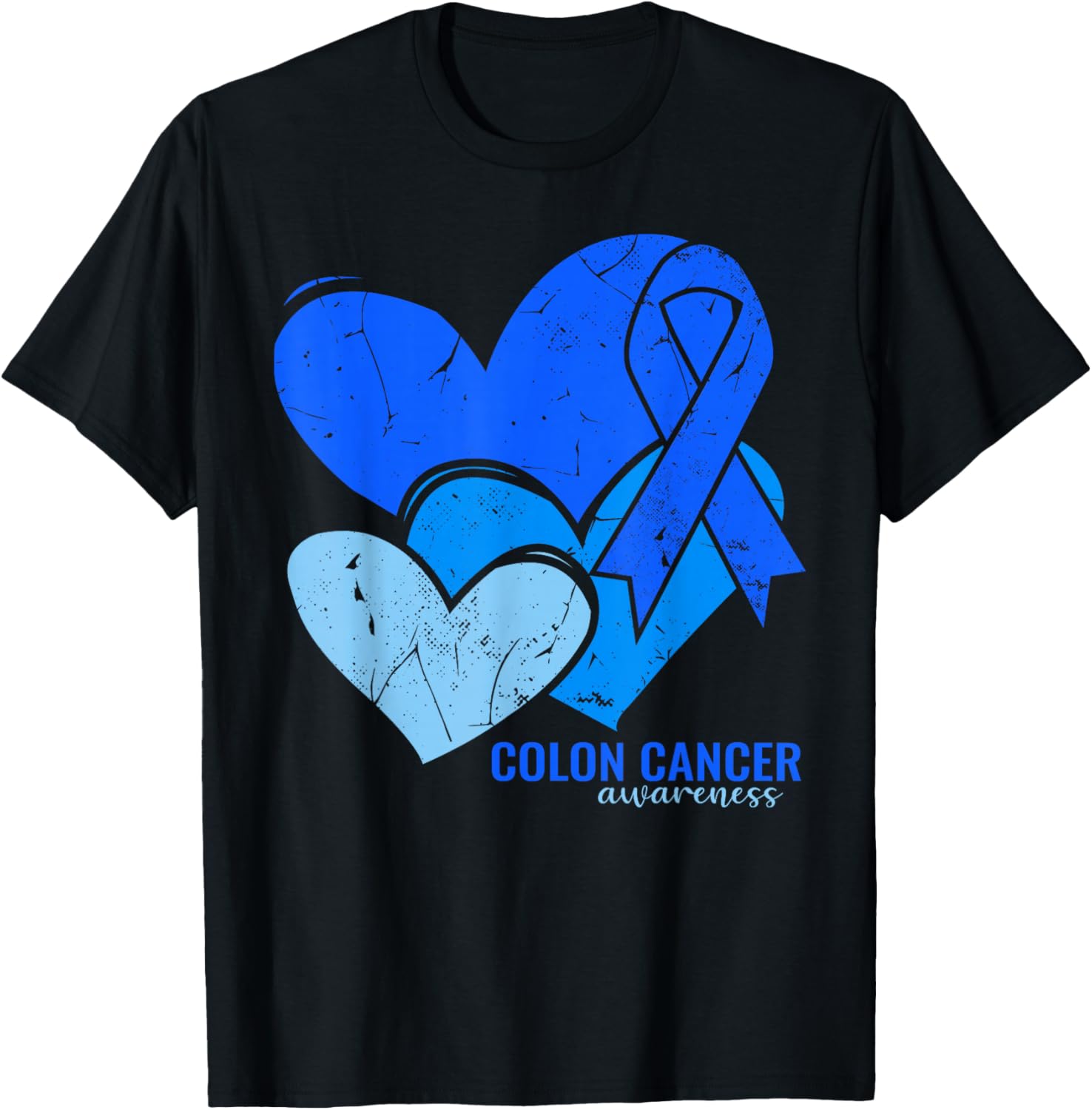Colon Cancer Awareness Hearts T-Shirt - T-Shirt | Black