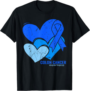 Colon Cancer Awareness Hearts T-Shirt - T-Shirt | Black