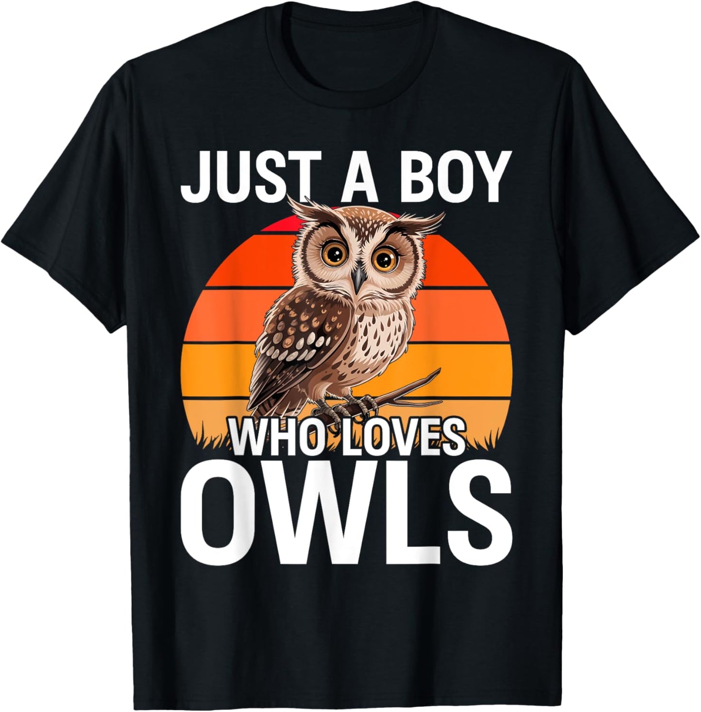Just a Boy Who Loves Owls For Toddlers Boys Kids Birds Lover T-Shirt - T-Shirt | Black