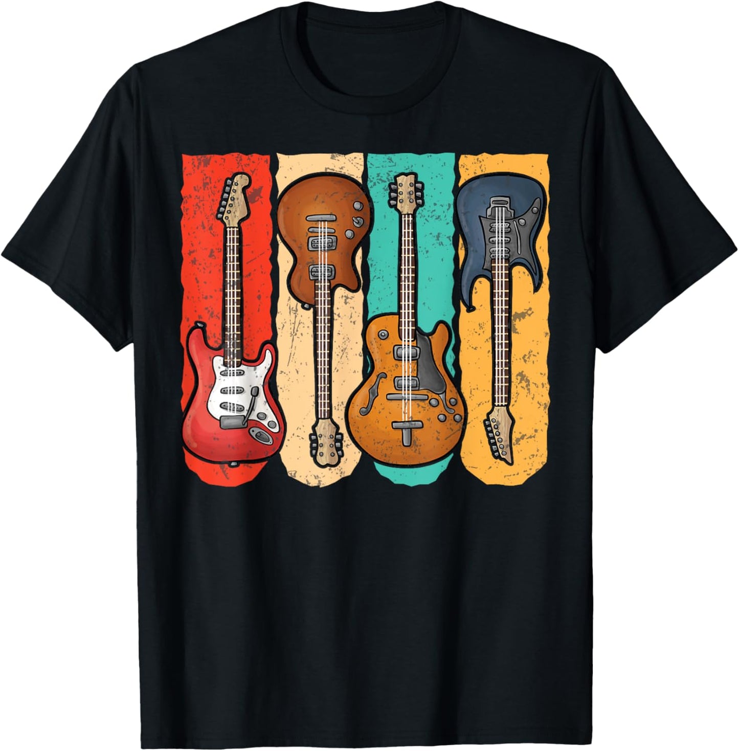 Retro Vintage Guitar Shirt Boys Music Band Guitarist T-Shirt - T-Shirt | Black