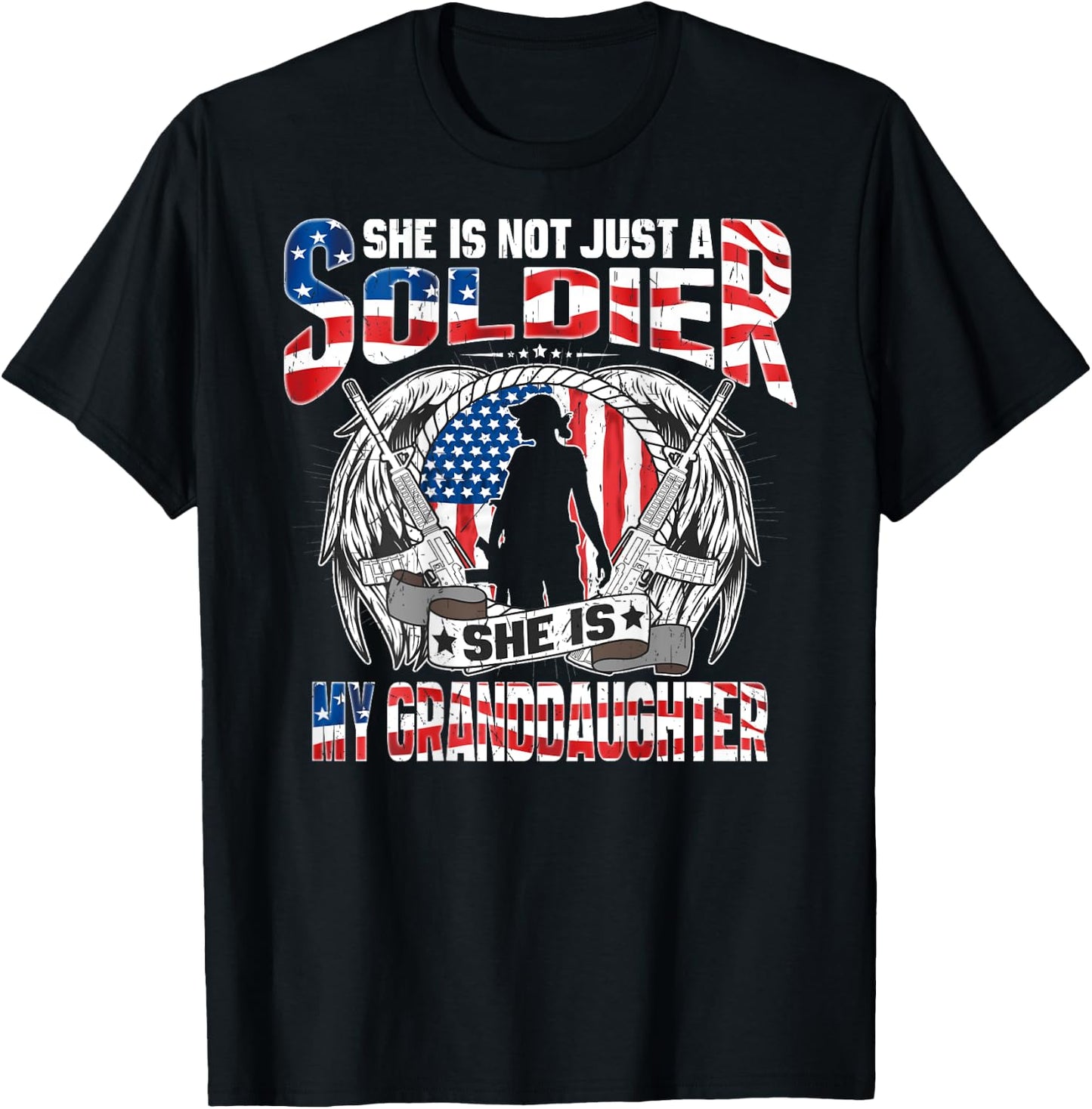 My Granddaughter Is A Soldier Hero - Proud Army Grandparents T-Shirt - T-Shirt | Black