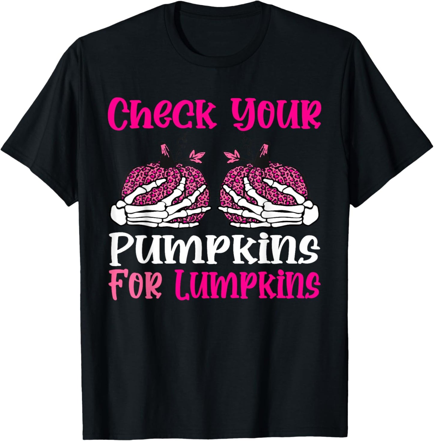 Check Your Pumpkins Breast Cancer Awareness Halloween Women T-Shirt - T-Shirt | Black