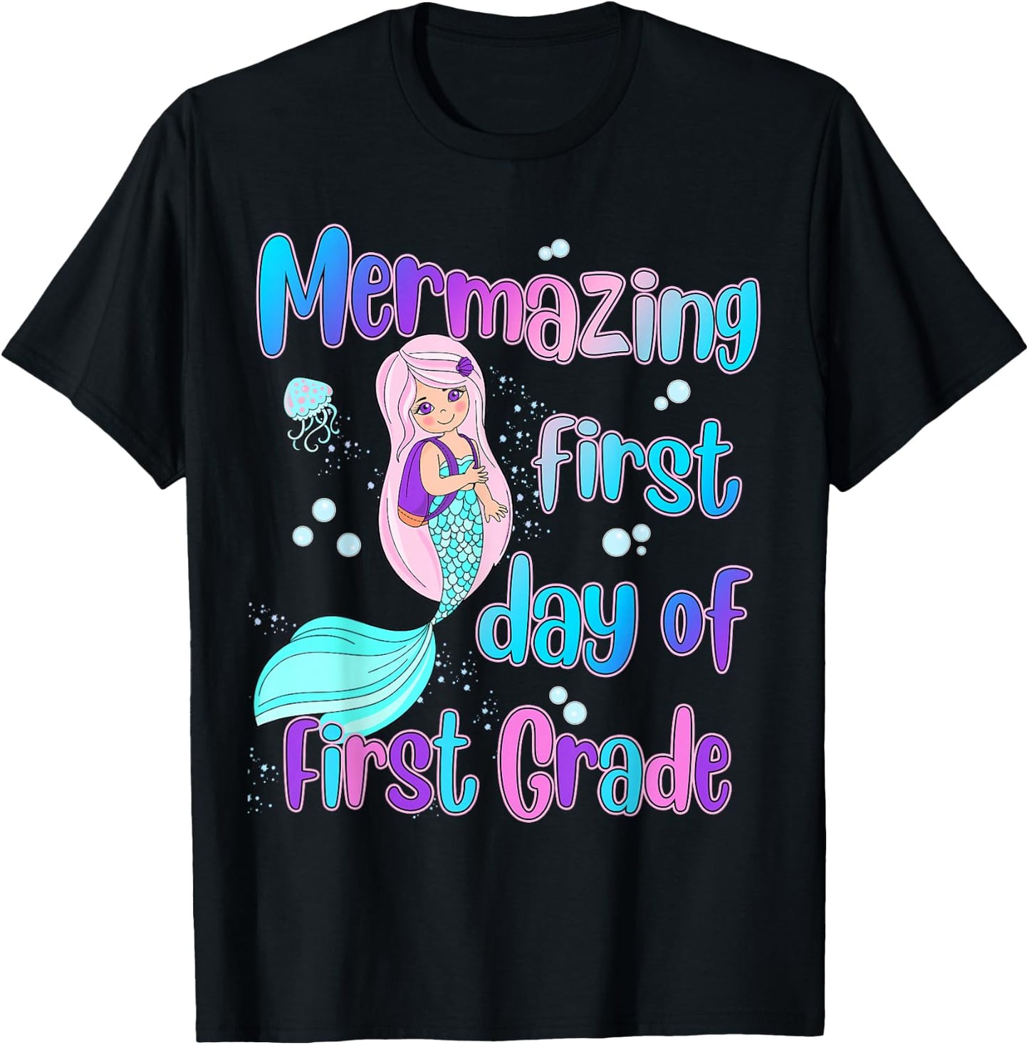 Mermazing First Day of First Grade Back to School Mermaid T-Shirt - T-Shirt | Black