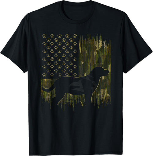 Vintage Camouflage USA Flag Love Labrador Dog Lab Silhouette