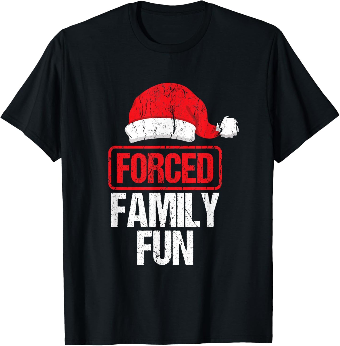 Forced Family Fun Winter Holidays Funny Christmas Gift T-Shirt - T-Shirt | Black