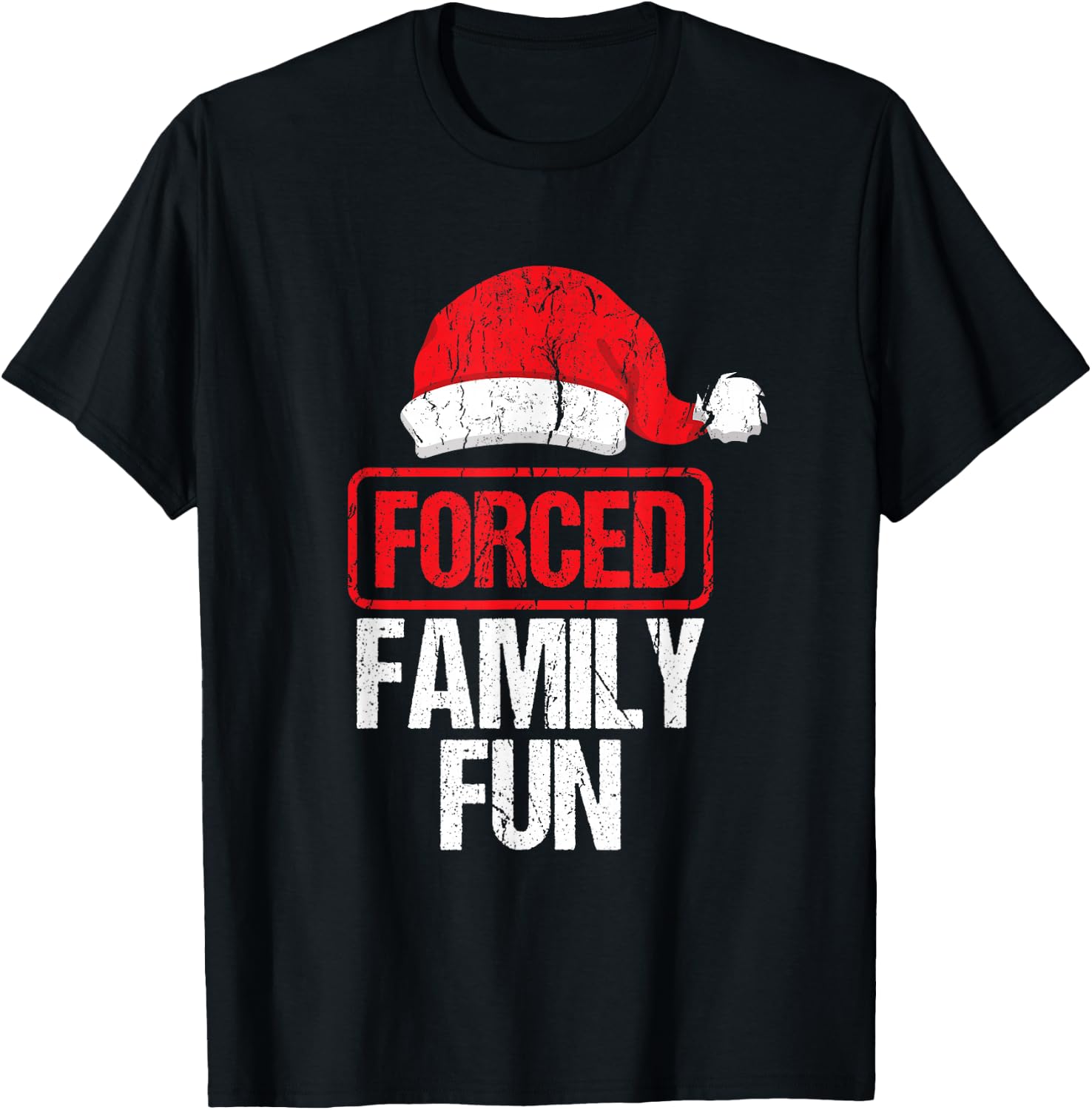 Forced Family Fun Winter Holidays Funny Christmas Gift T-Shirt - T-Shirt | Black