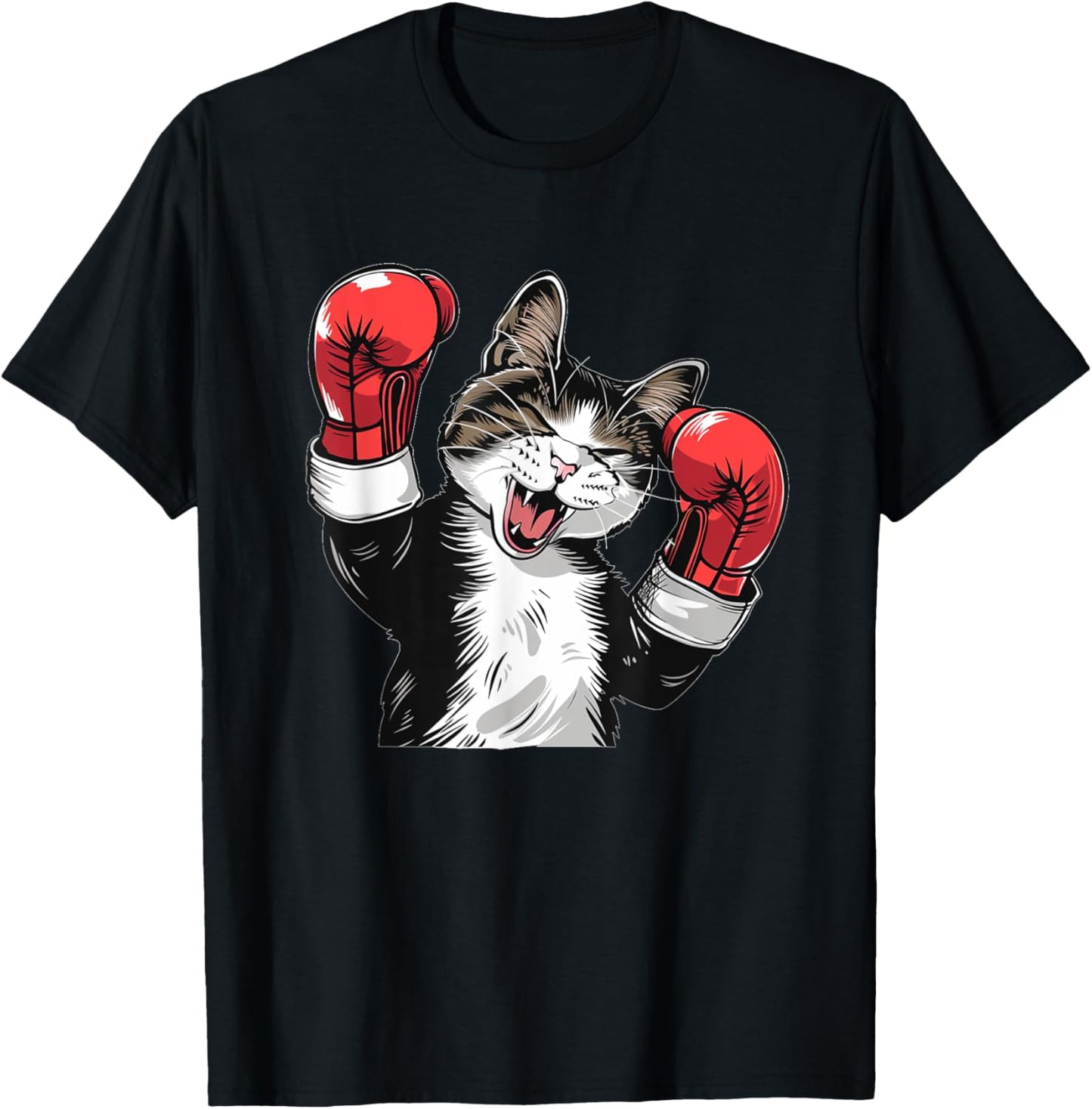 Cool boxing Cat with Sport Gloves for Boys and Girls T-Shirt - T-Shirt | Black