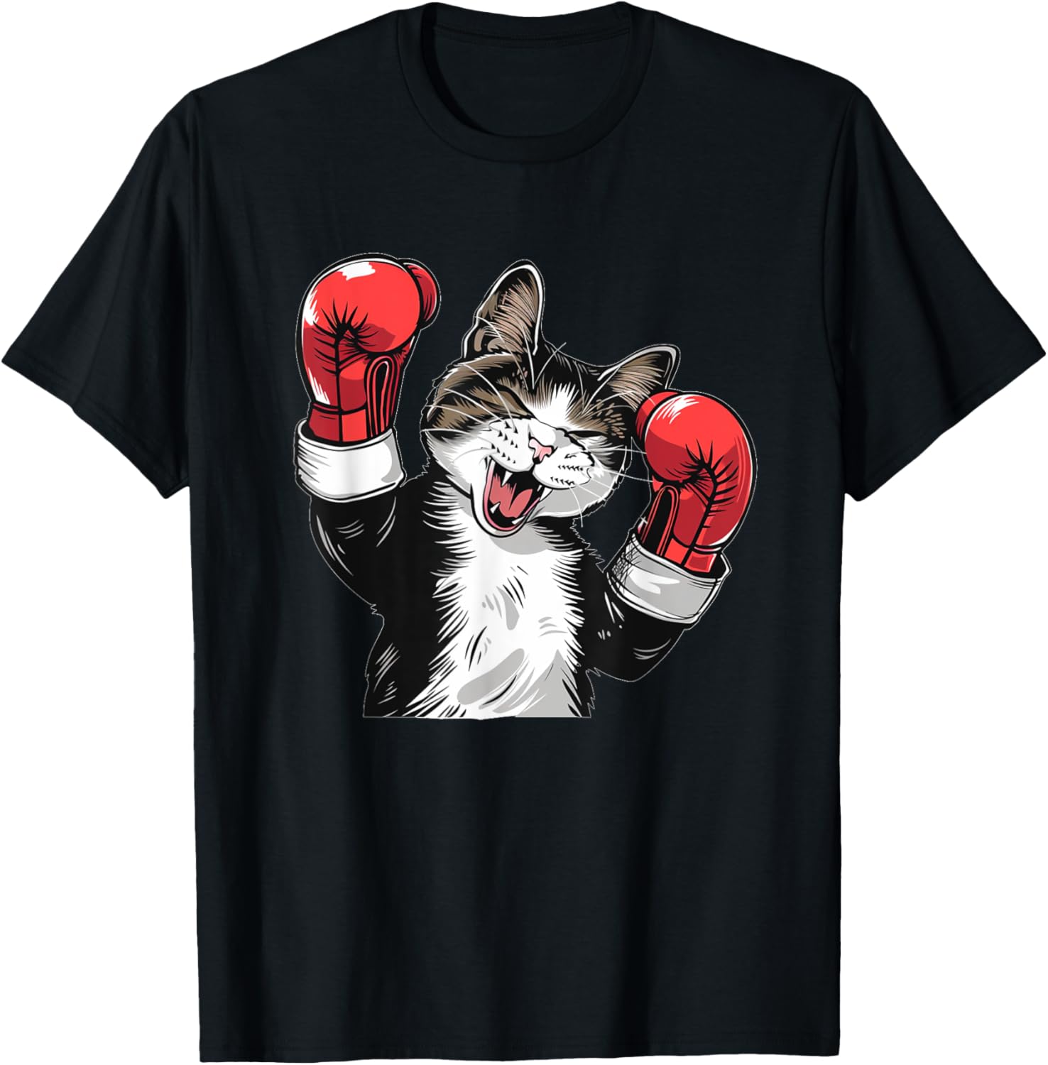 Cool boxing Cat with Sport Gloves for Boys and Girls T-Shirt - T-Shirt | Black
