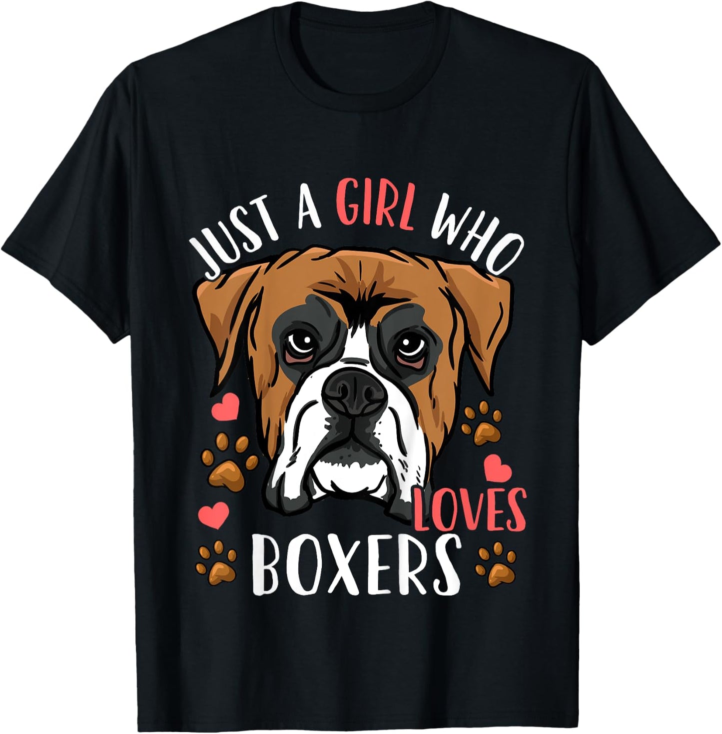 Kids Boxer Dog Just A Girl Who Loves Boxers Gift T-Shirt - T-Shirt | Black