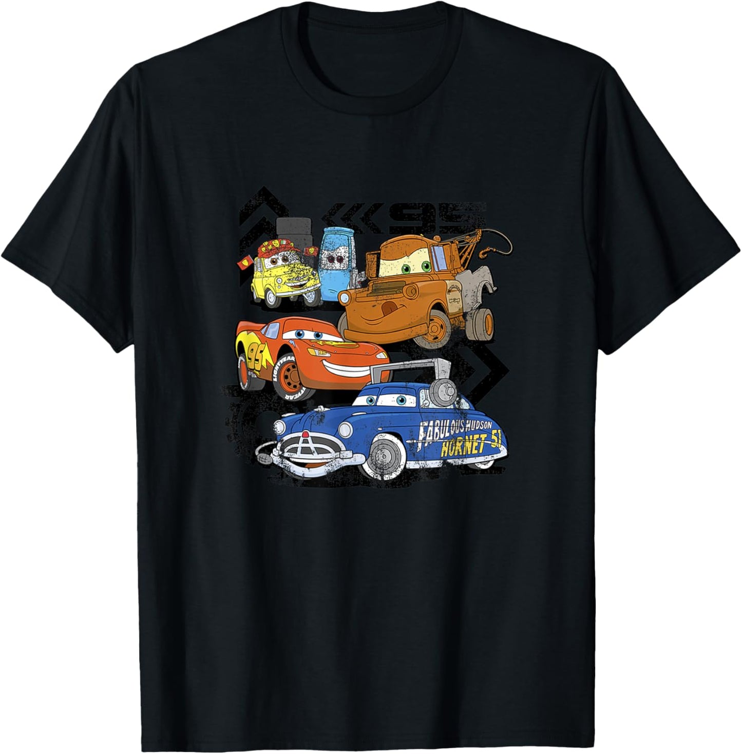 Disney Pixar Cars Radiator Springs Residents Distressed V2 T-Shirt - T-Shirt | Black