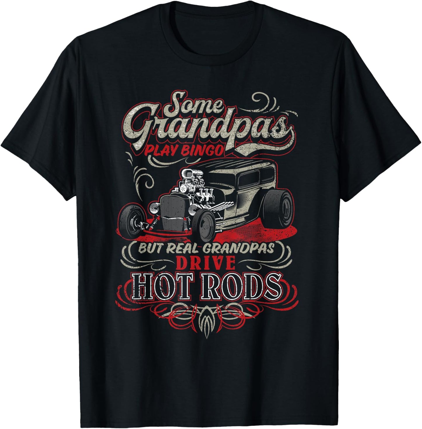 Vintage Hot Rod Grandpa Gift T-Shirt - T-Shirt | Black