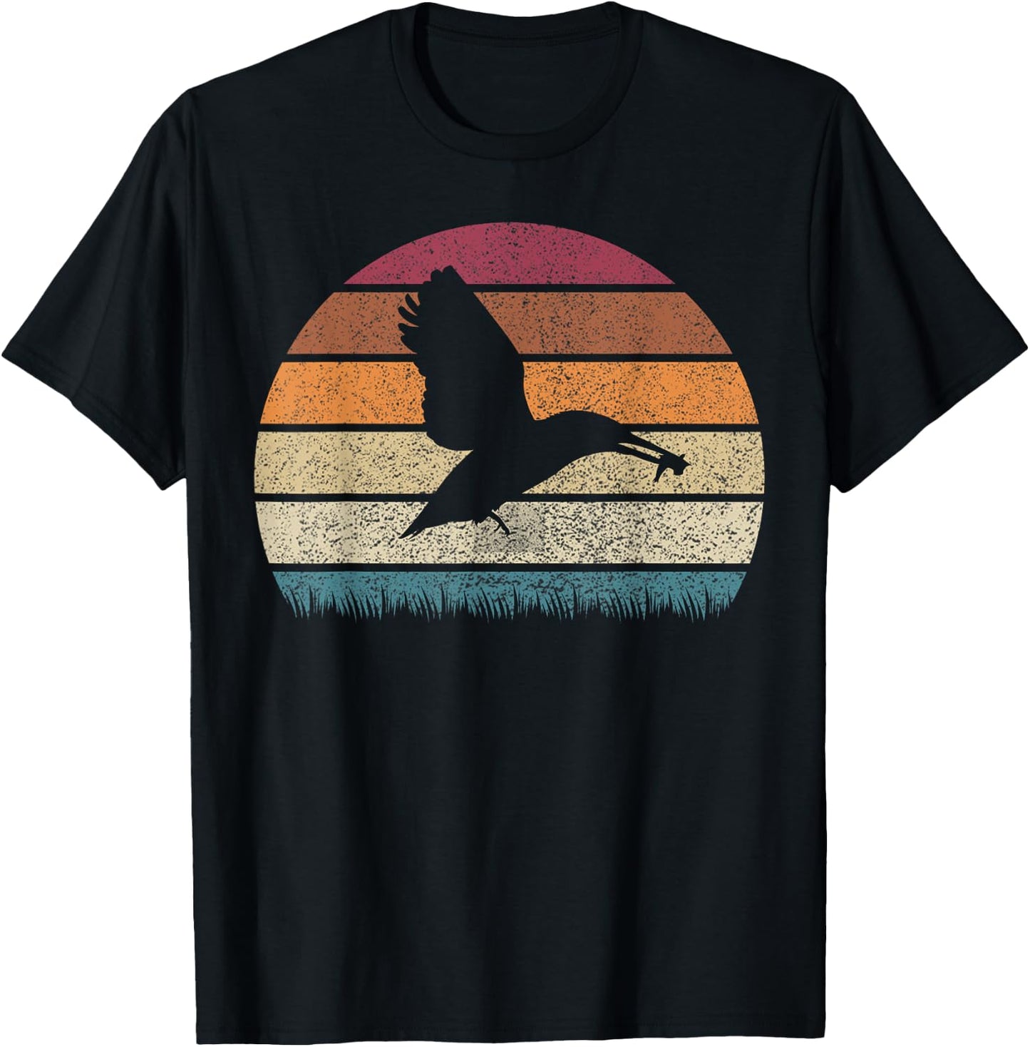 Vintage Retro Sunset Kingfisher Bird Lover Distressed Gift T-Shirt - T-Shirt | Black