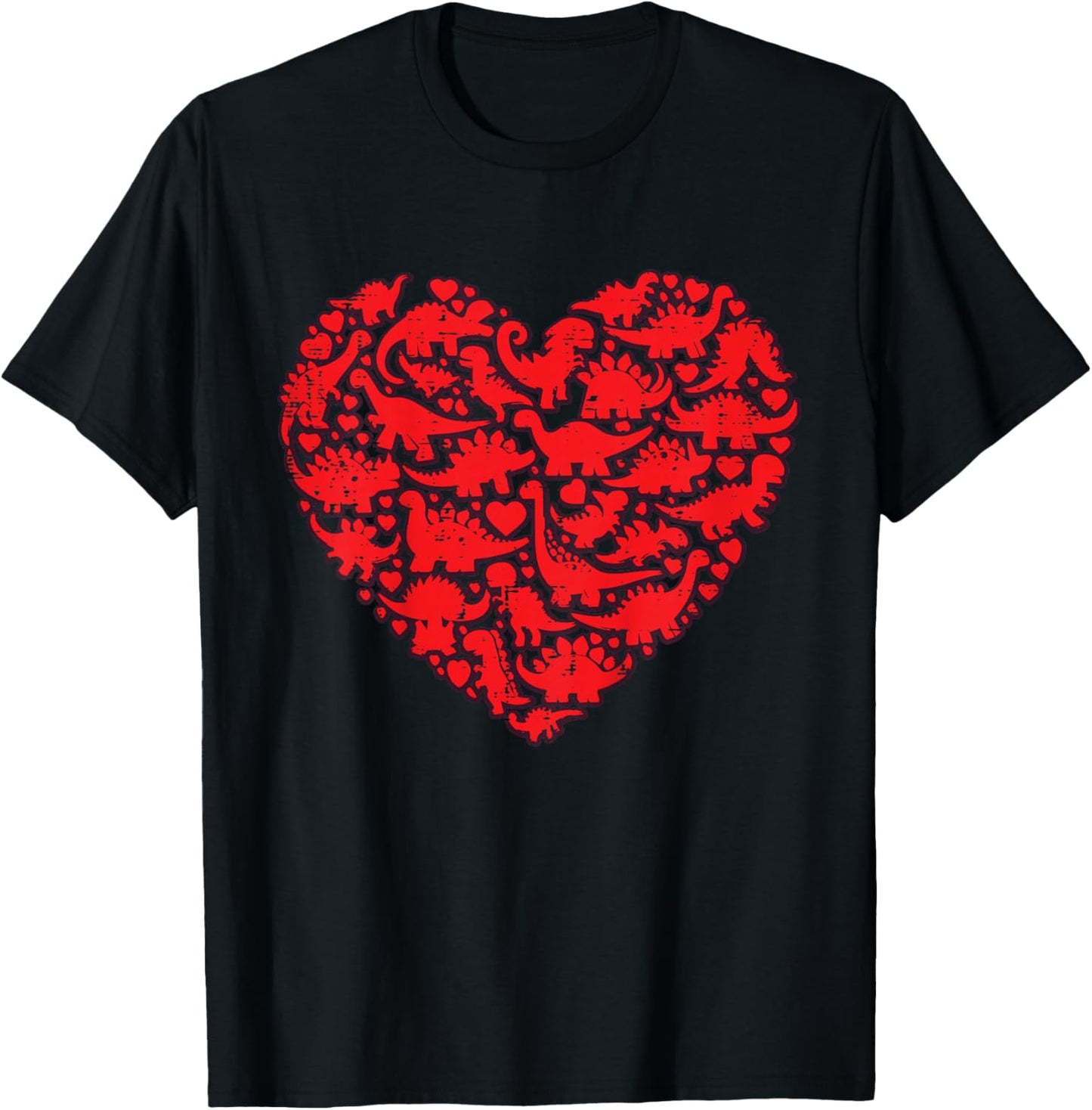 Kids Valentines Day Dino Silhouettes Heart Boys Kids Toddlers T-Shirt - T-Shirt | Black