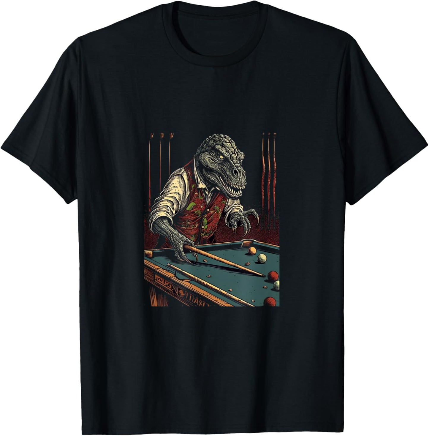 T Rex Playing Billiards Dinosaur Billiard Player Dino Lover T-Shirt - T-Shirt | Black