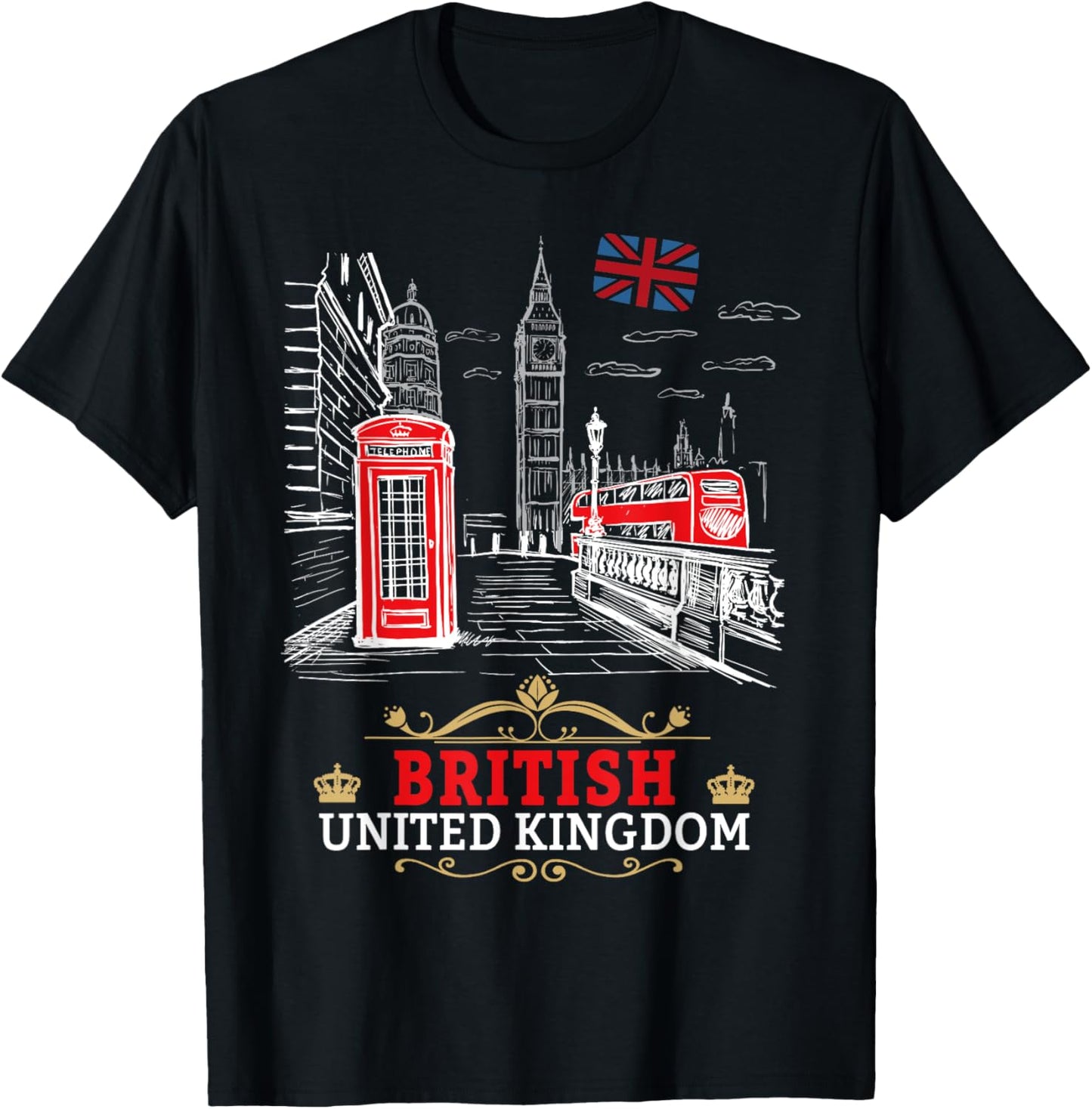 British Souvenirs Outfit Idea For Kids & England British T-Shirt - T-Shirt | Black