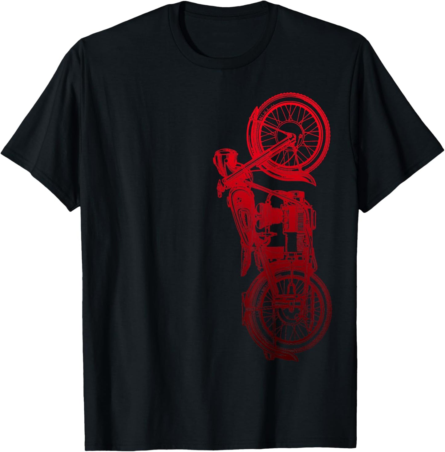 Classic Biker Vintage Retro Black Motorcycle Red T-Shirt - T-Shirt | Black