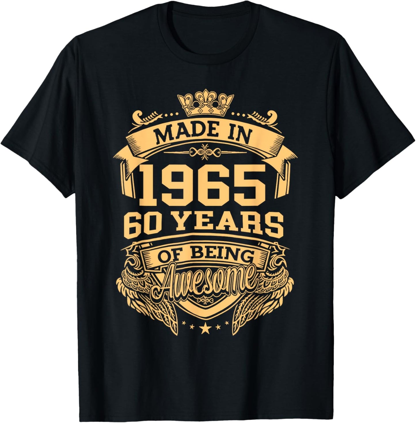 Made In 1965 60 Years Of Being Awesome Vintage 60th Birthday T-Shirt - T-Shirt | Black