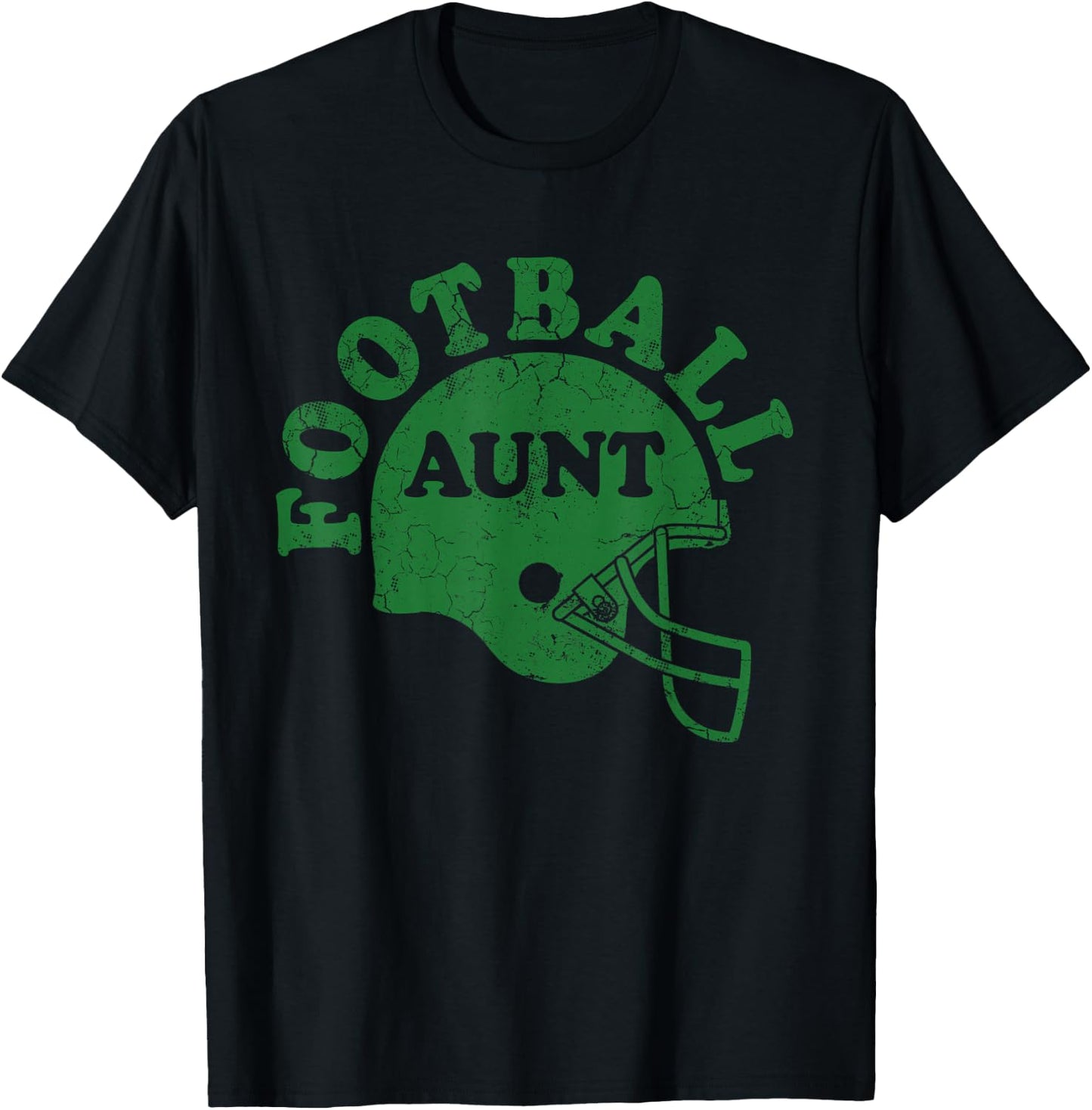 Football Aunt Green Helmet Game Day Auntie Sport T-Shirt - T-Shirt | Black
