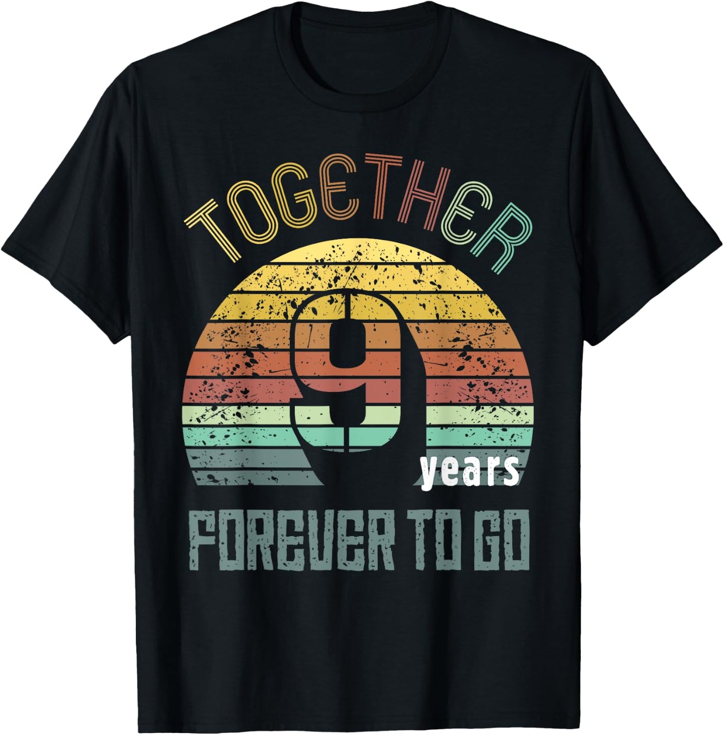 Nine Years Wedding Anniversary Gifts For Couple Matching 9th T-Shirt - T-Shirt | Black