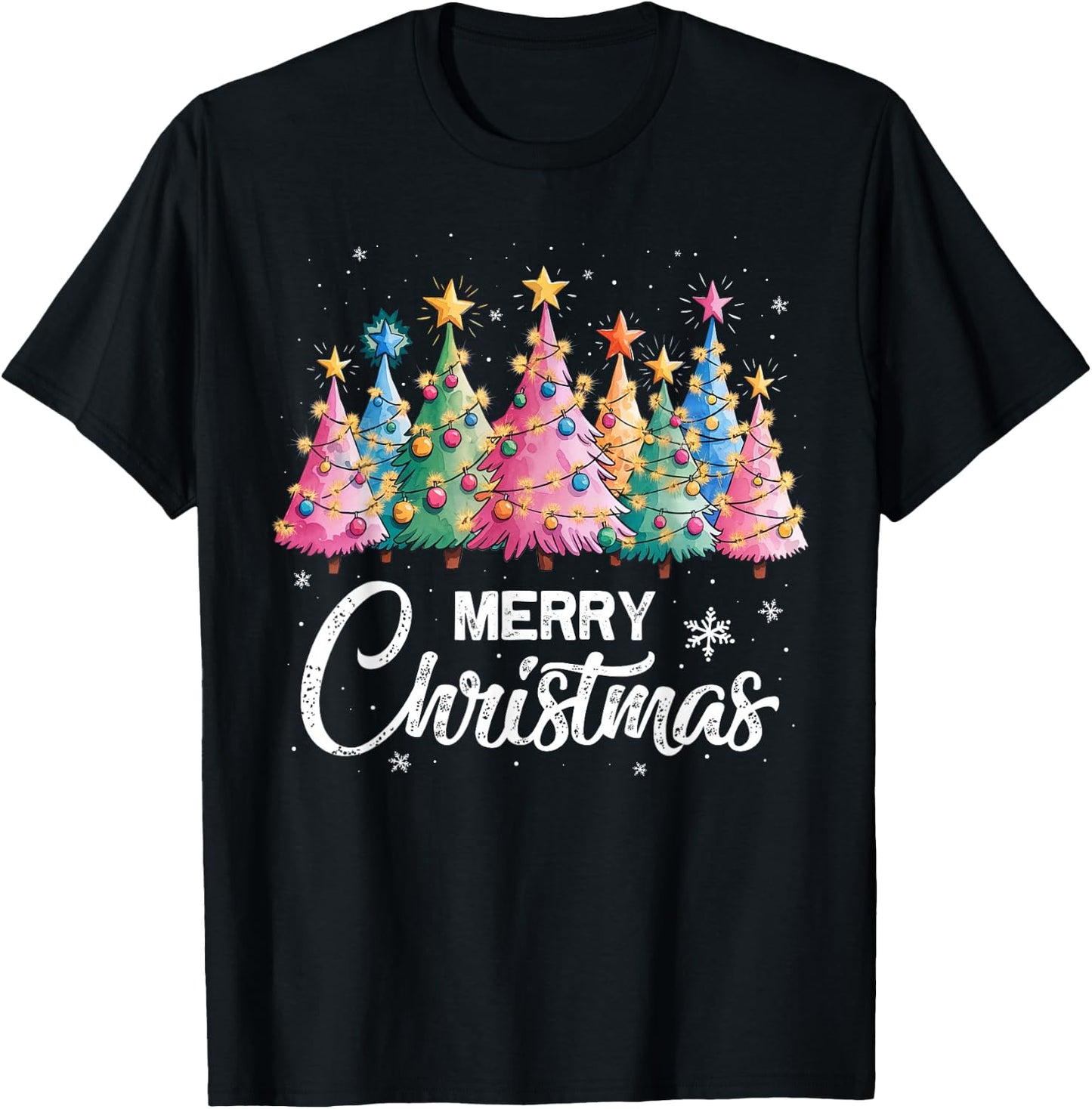 Merry Christmas Pink Christmas Tree, Pink Christmas Costume T-Shirt - T-Shirt | Black