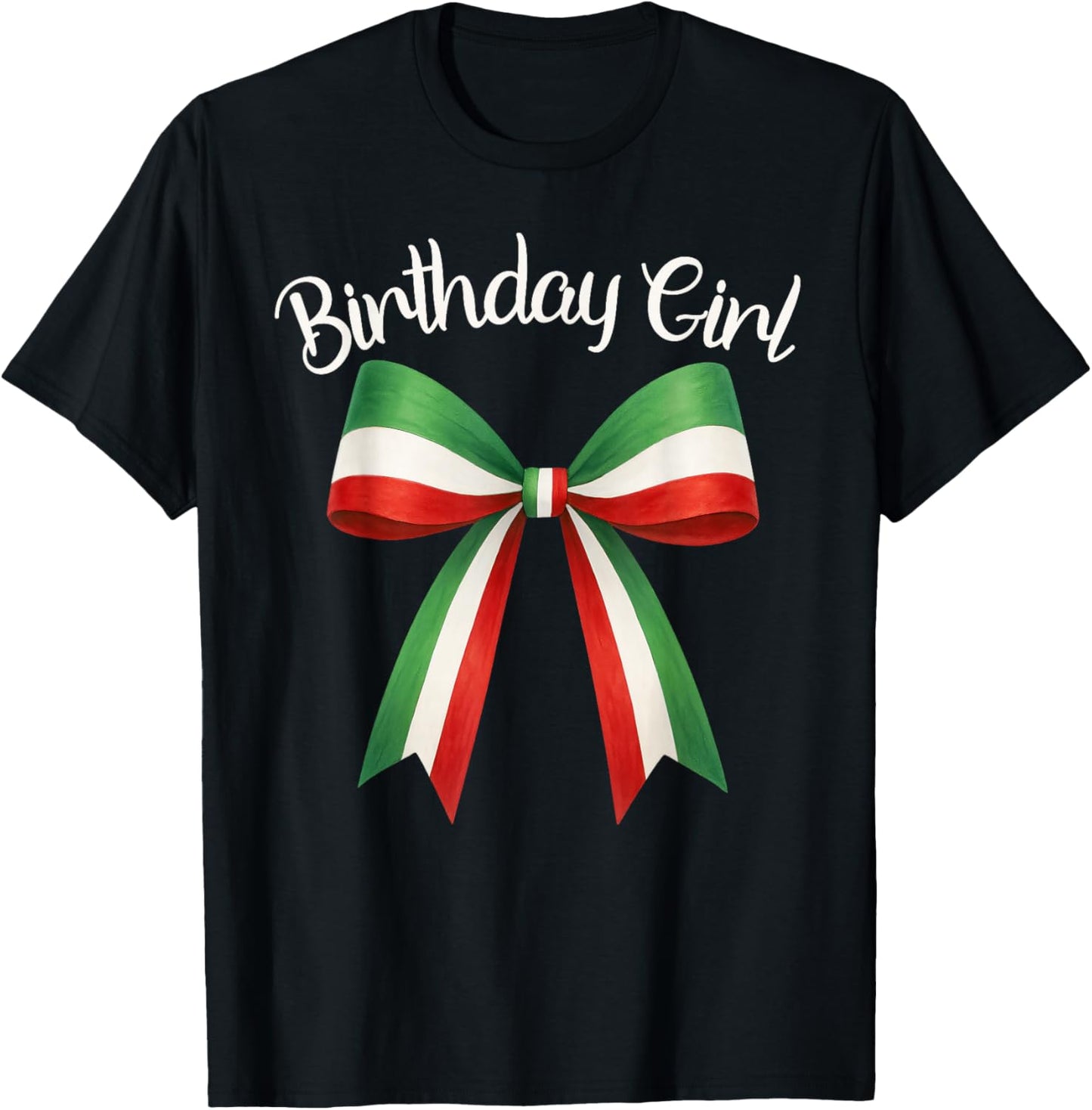 Italian Birthday Girl Cute Italia Coquette Bow Birthday Girl T-Shirt - T-Shirt | Black