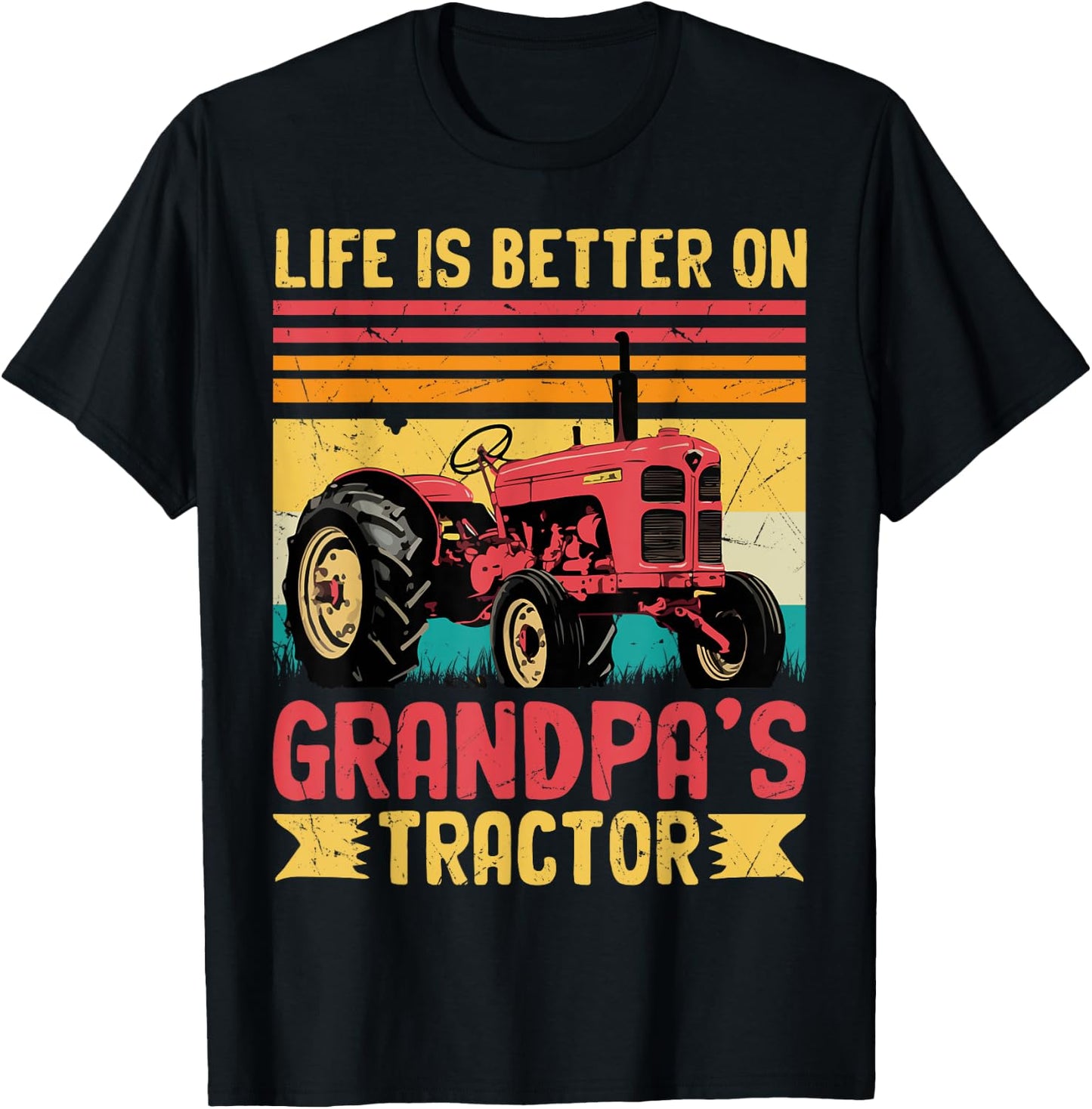 Farm Tractor Boy Life Is Better On Grandpas Tractor Kids T-Shirt - T-Shirt | Black