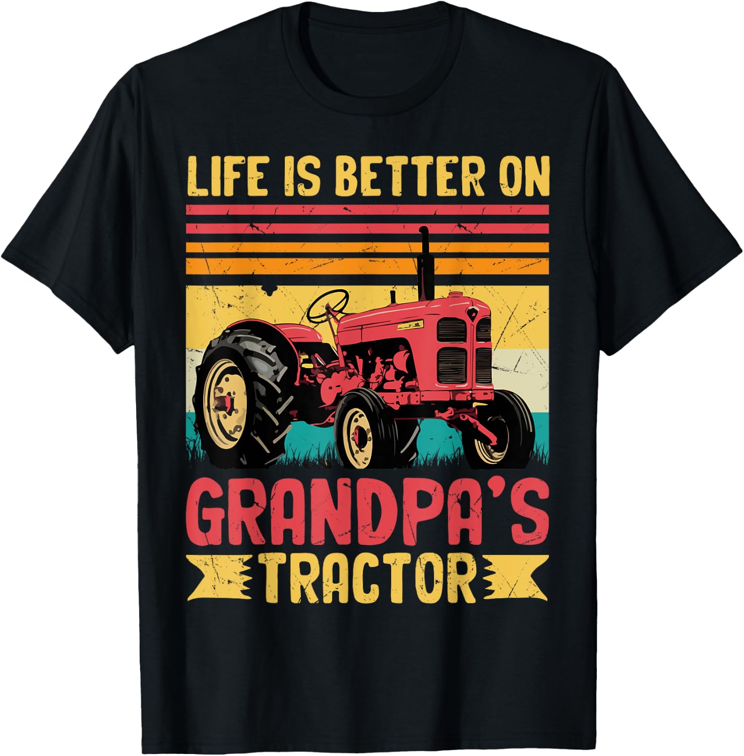 Farm Tractor Boy Life Is Better On Grandpas Tractor Kids T-Shirt - T-Shirt | Black