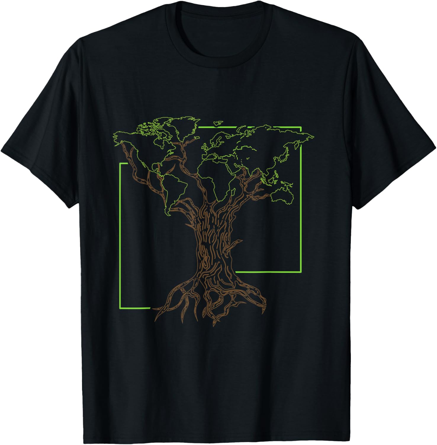 Arborist Gardener Tree World Map Nature Lover Gift T-Shirt - T-Shirt | Black
