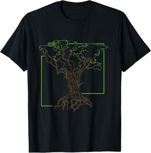 Arborist Gardener Tree World Map Nature Lover Gift T-Shirt - T-Shirt | Black