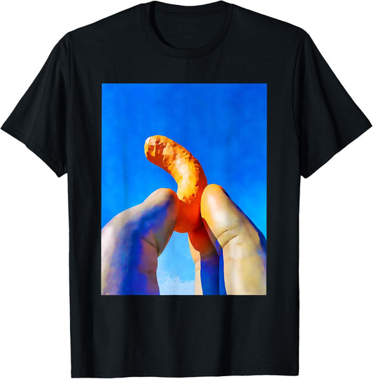 Cheese Curls Orange Fingers T-Shirt - T-Shirt | Black