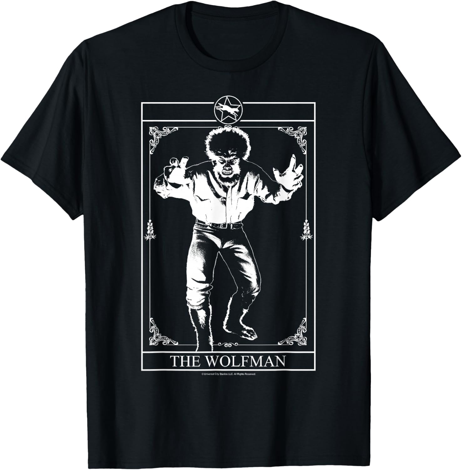 Universal Monsters The Wolfman Tarot Card T-Shirt - T-Shirt | Black